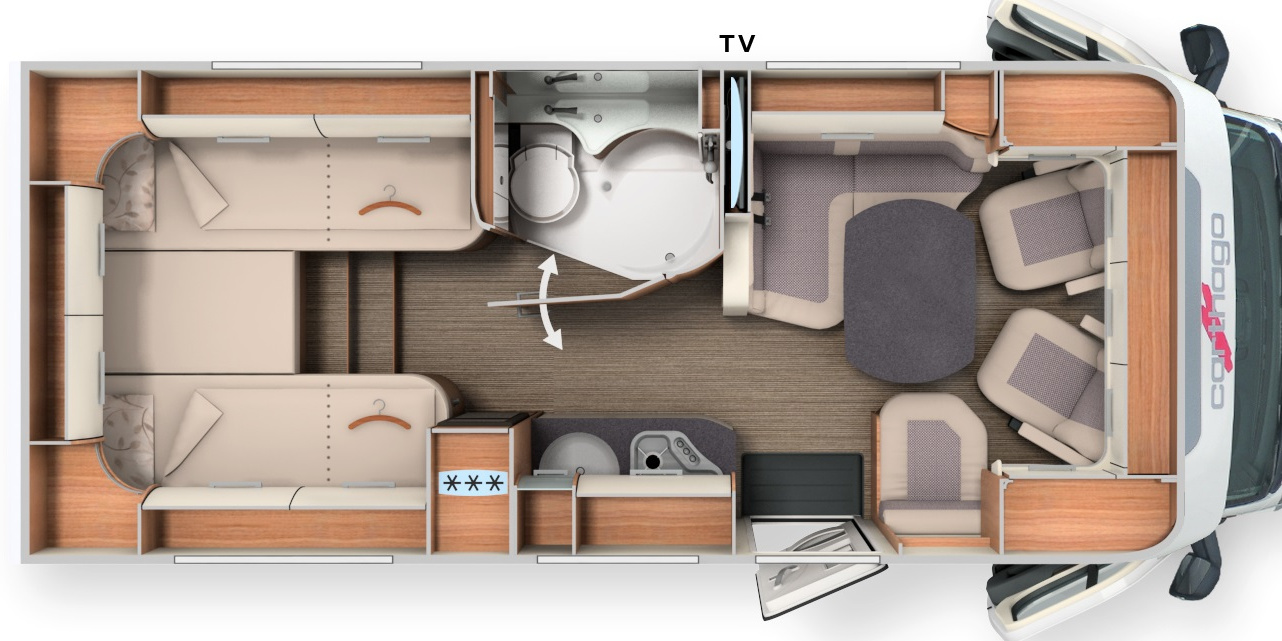 Integrierter Wohnmobil Grundriss